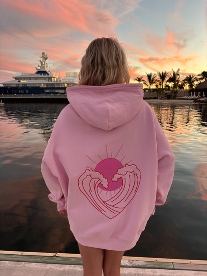 Bubblegum Pink Ocean Heart Stitched Hoodie