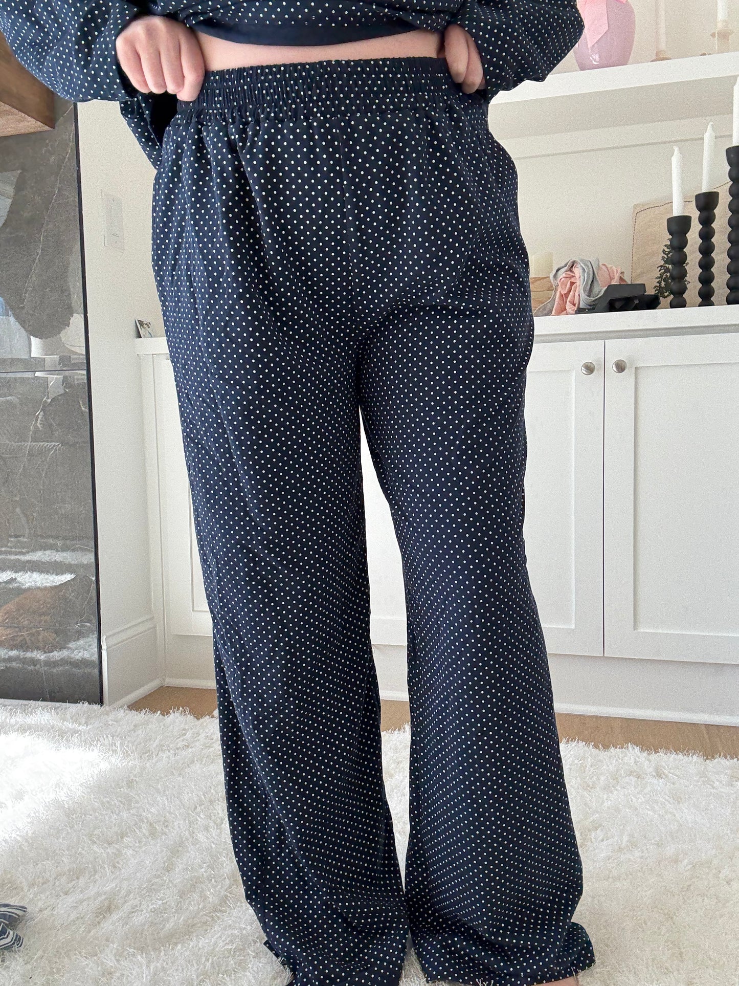 Navy Blue Polka Dot Loungewear Pants