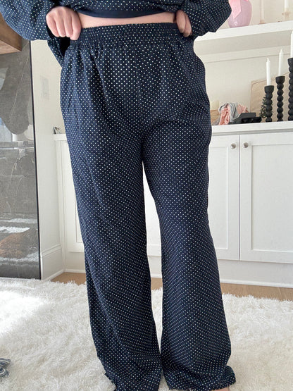 Navy Blue Polka Dot Loungewear Pants