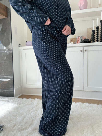 Navy Blue Polka Dot Loungewear Pants