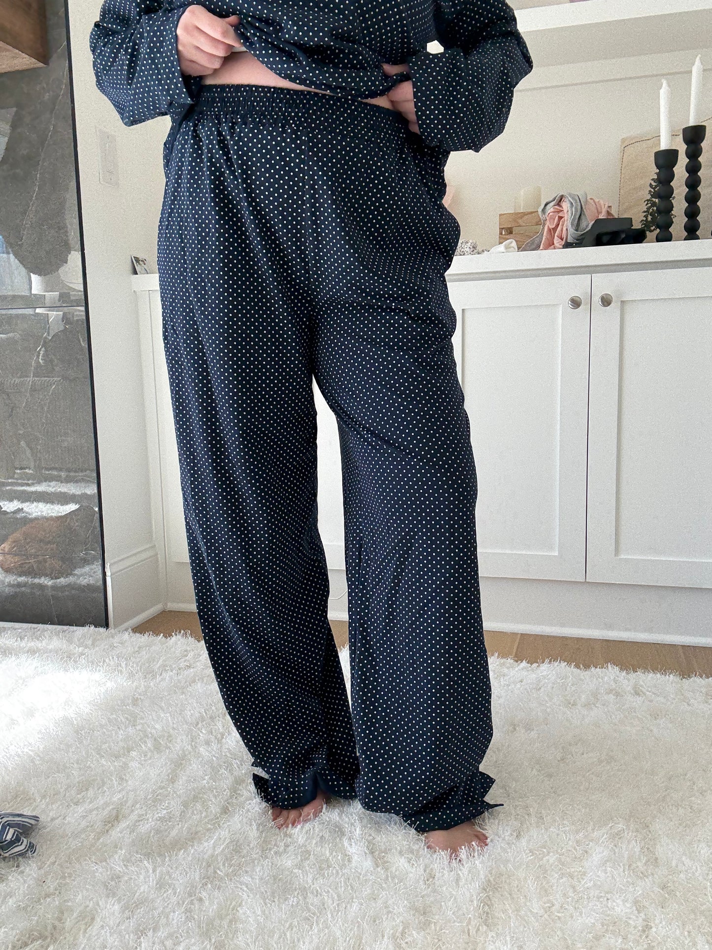 Navy Blue Polka Dot Loungewear Pants