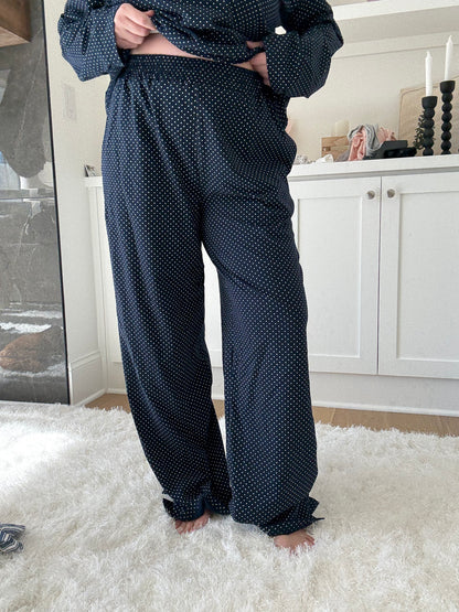 Navy Blue Polka Dot Loungewear Pants