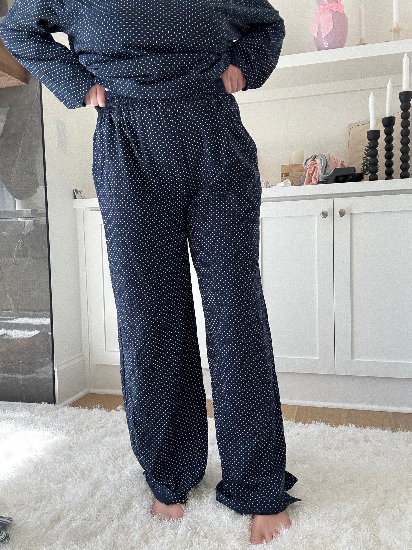 Navy Blue Polka Dot Loungewear Pants