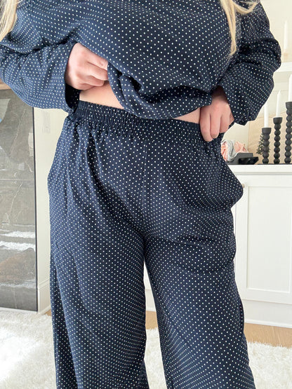 Navy Blue Polka Dot Loungewear Pants
