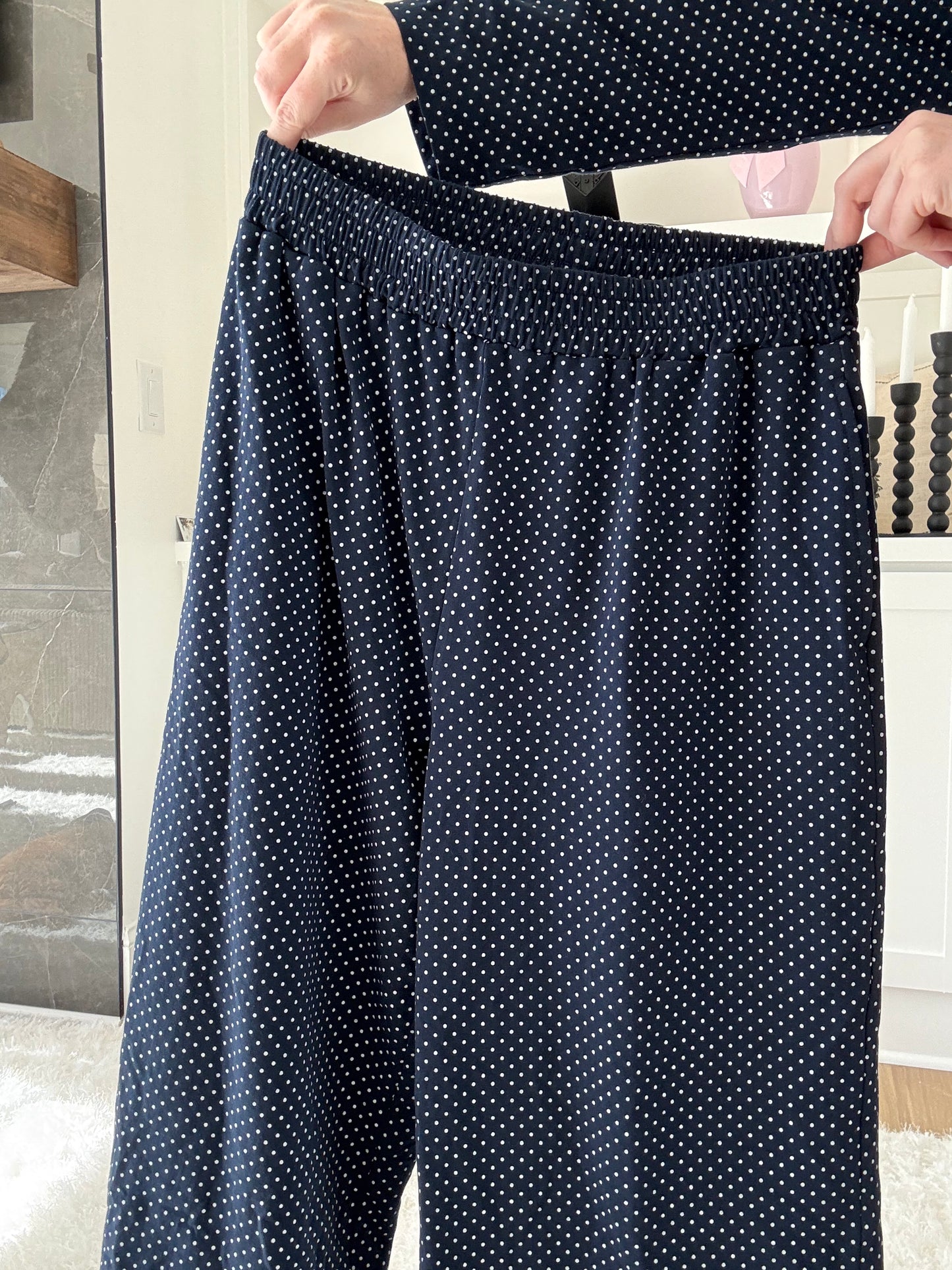 Navy Blue Polka Dot Loungewear Pants