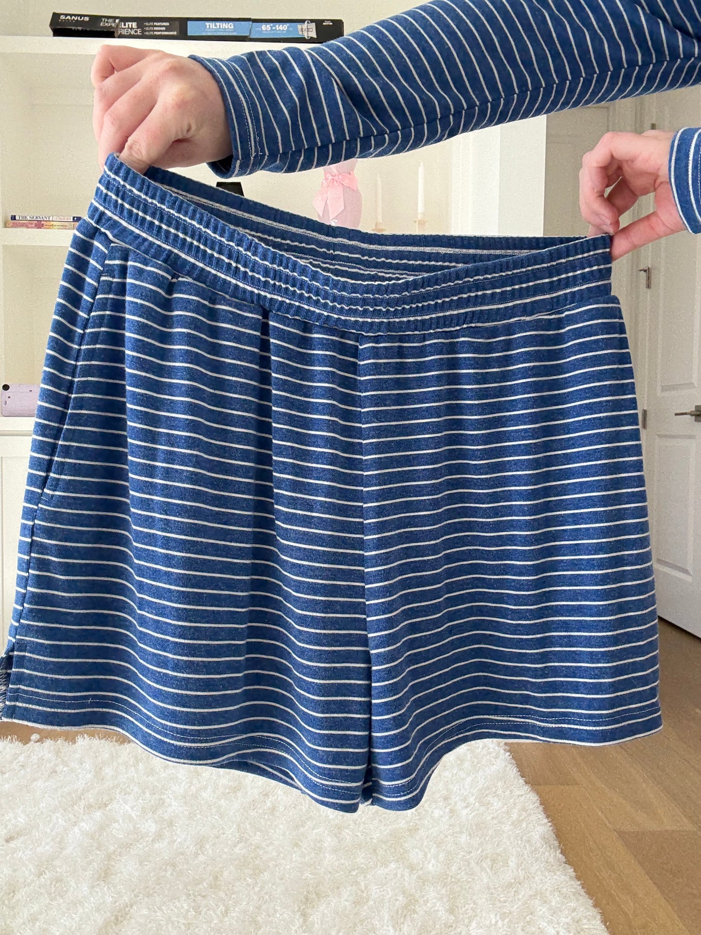 Striped Soft Button Loungewear Shorts
