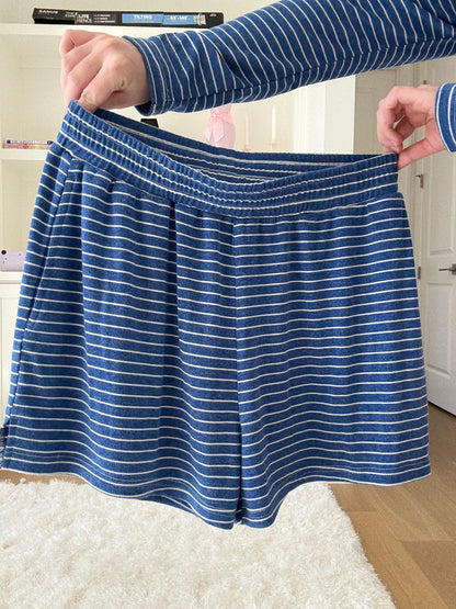 Striped Soft Button Loungewear Shorts