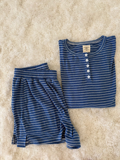 Striped Soft Button Loungewear Shorts