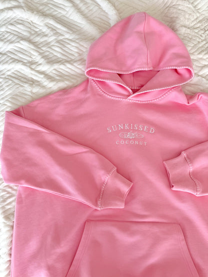 Cotton Candy Stitched Sunkissedcoconut Logo Hoodie 100% Cotton