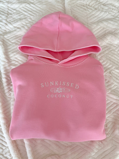 Cotton Candy Stitched Sunkissedcoconut Logo Hoodie 100% Cotton