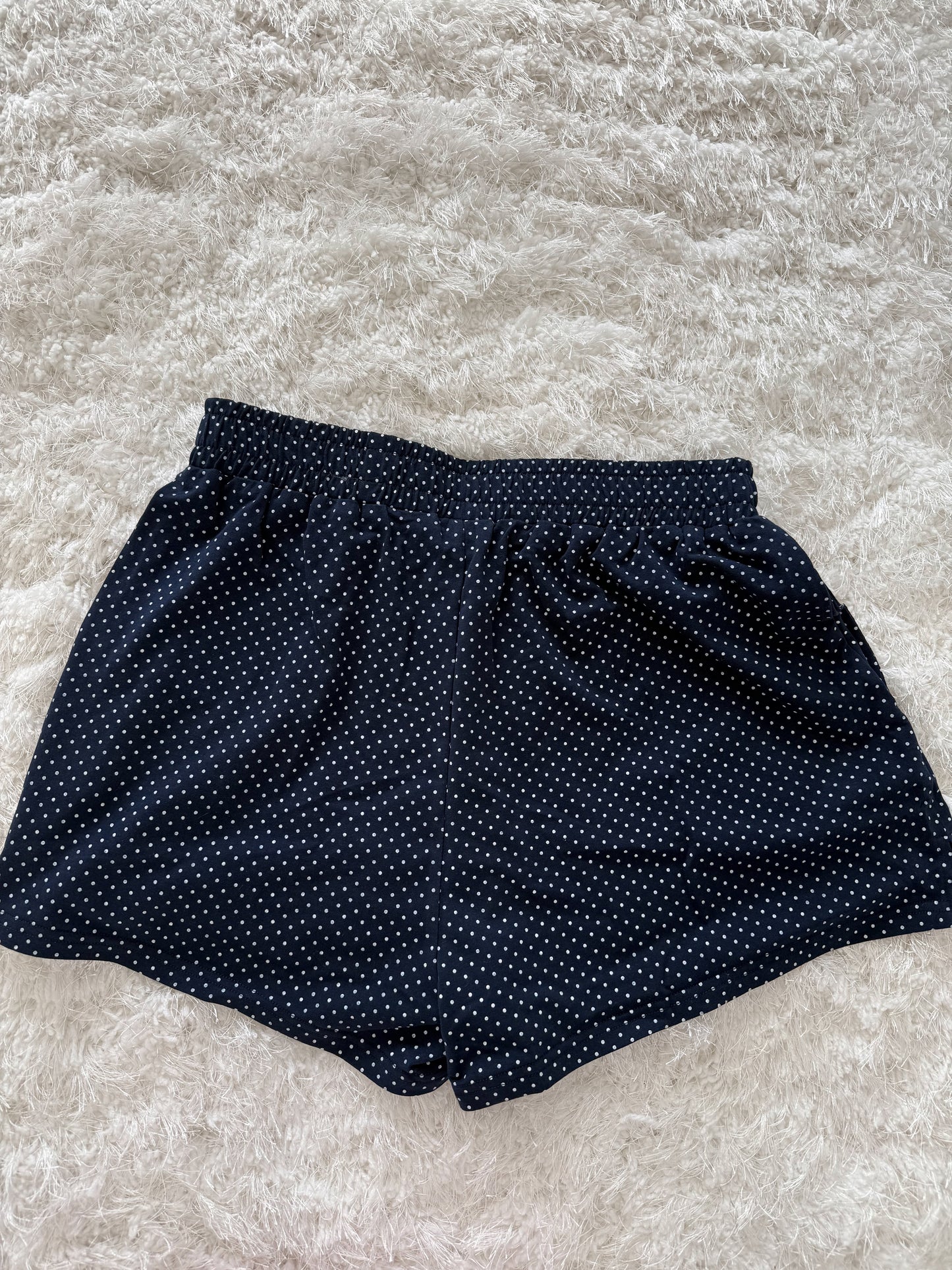 Navy Blue Polka Dot Loungewear Shorts