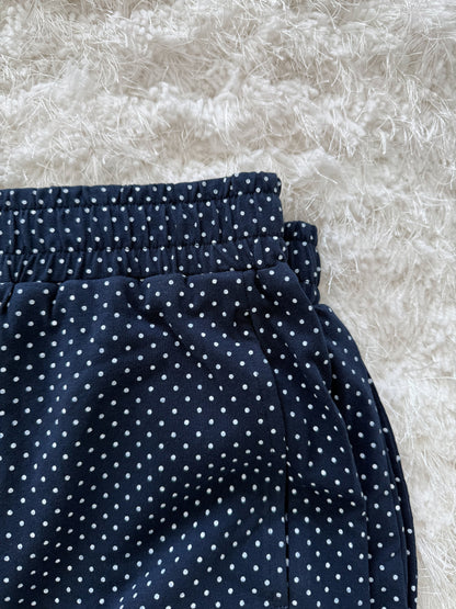 Navy Blue Polka Dot Loungewear Shorts