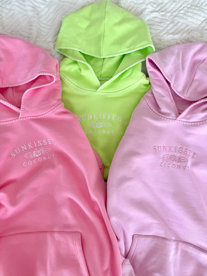 Cotton Candy Stitched Sunkissedcoconut Logo Hoodie 100% Cotton