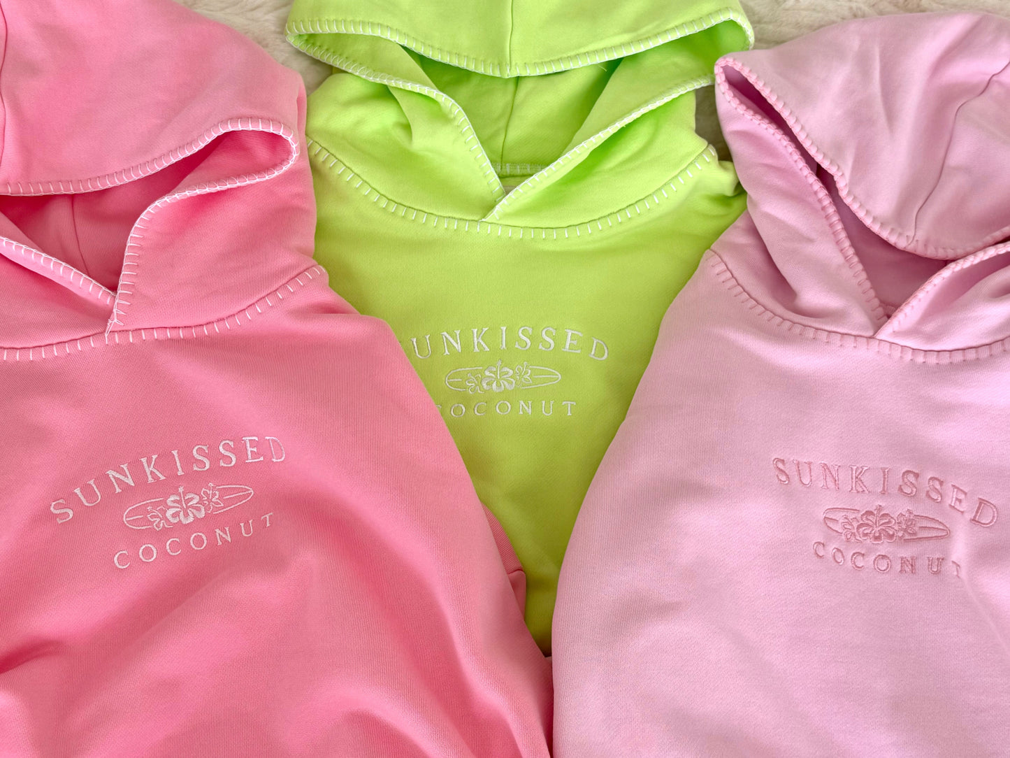 Cotton Candy Stitched Sunkissedcoconut Logo Hoodie 100% Cotton