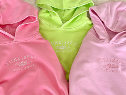 Cotton Candy Stitched Sunkissedcoconut Logo Hoodie 100% Cotton