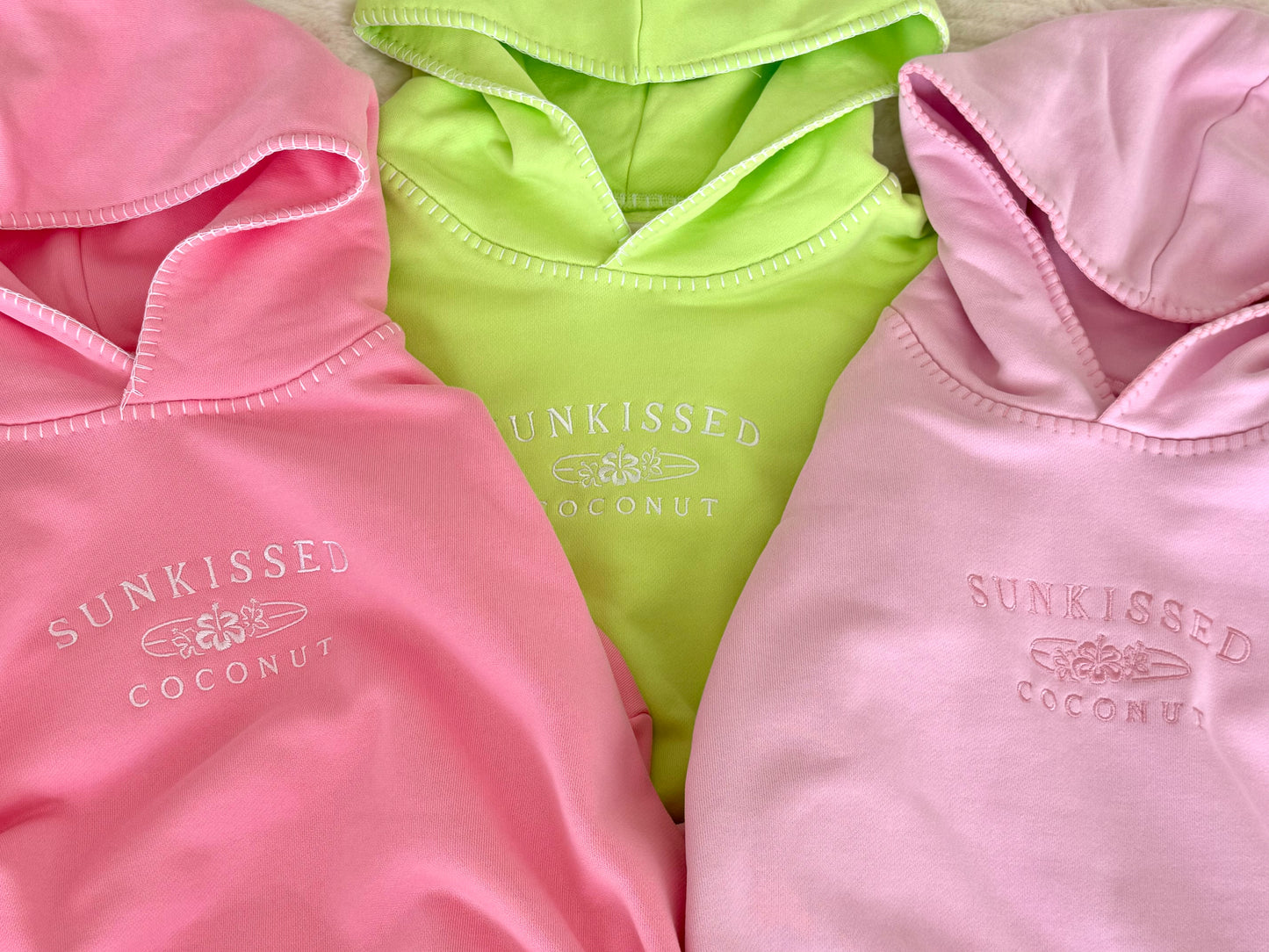 Cotton Candy Stitched Sunkissedcoconut Logo Hoodie 100% Cotton