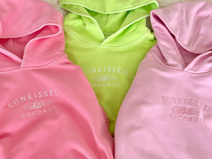 Cotton Candy Stitched Sunkissedcoconut Logo Hoodie 100% Cotton