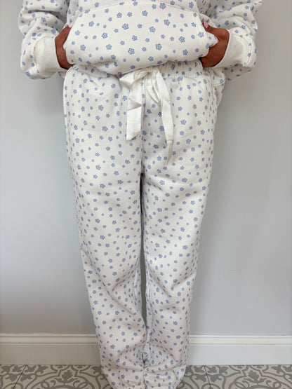 White Lilo Blue Floral Joggers