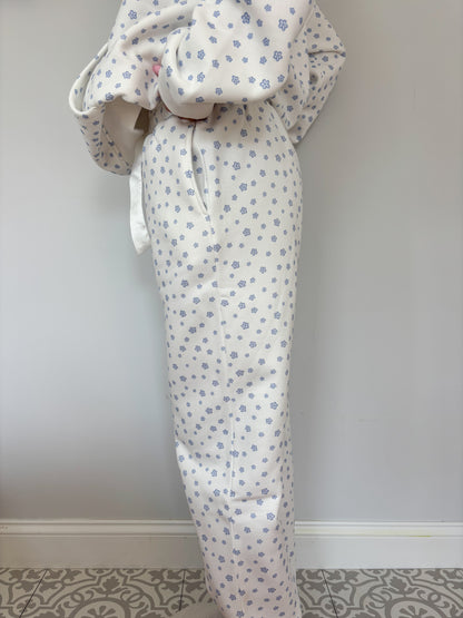 White Lilo Blue Floral Joggers