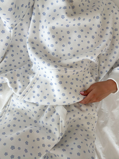 White Lilo Blue Floral Hoodie