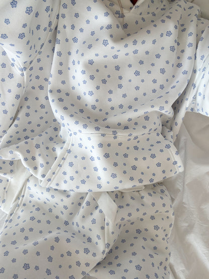 White Lilo Blue Floral Hoodie