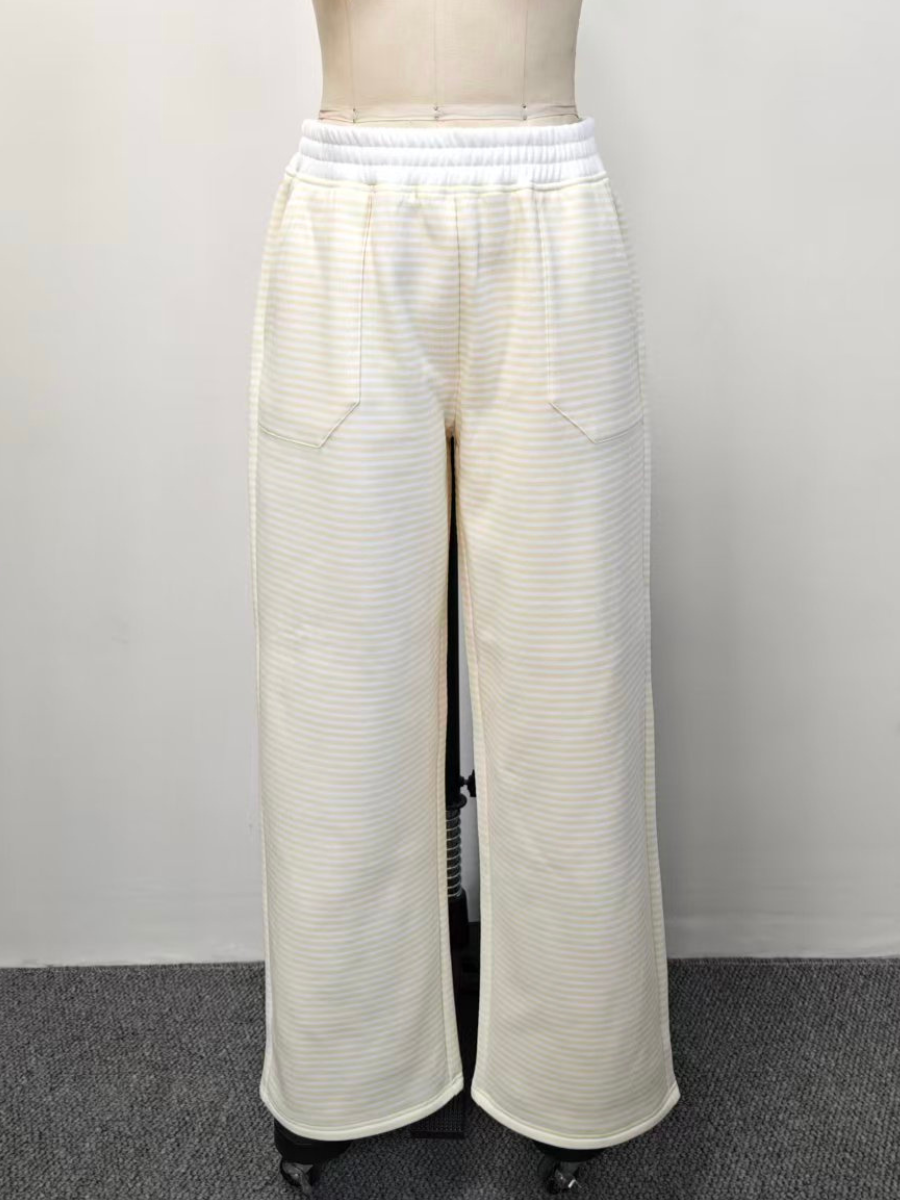 Baby Yellow and White Big Striped Sweatpants