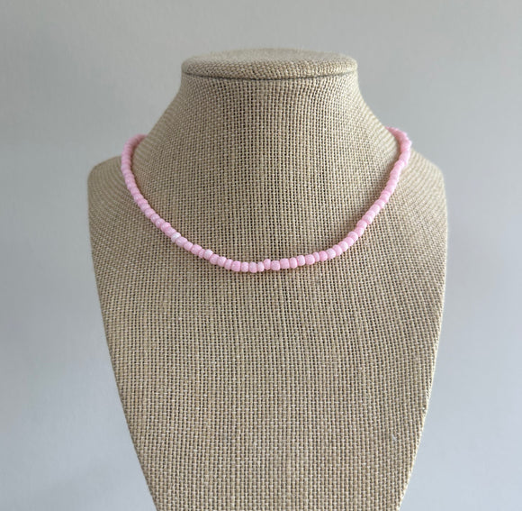 Pink Essential Seed Bead Choker Necklace