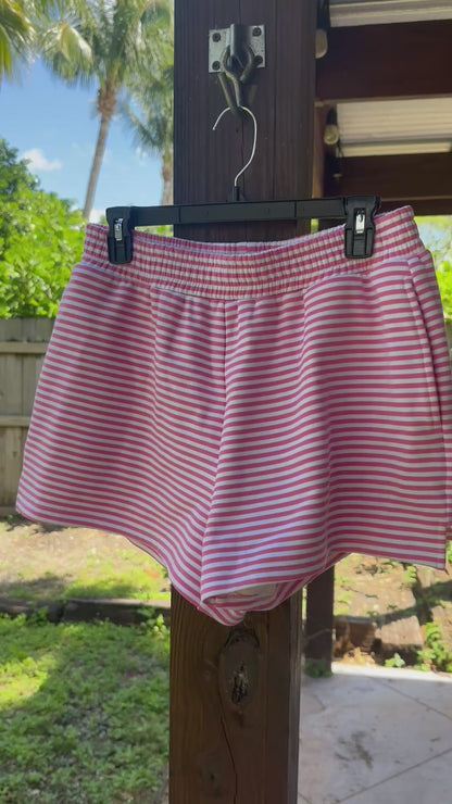 Dark Pink/White Big Striped Shorts