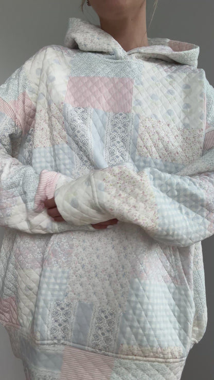 Shades Of Blue Quilted Pastel Hoodie