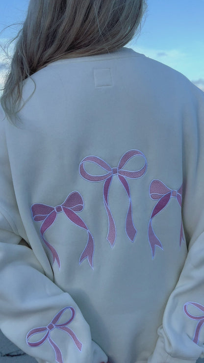 Pink Embroider Bow Sweatshirt