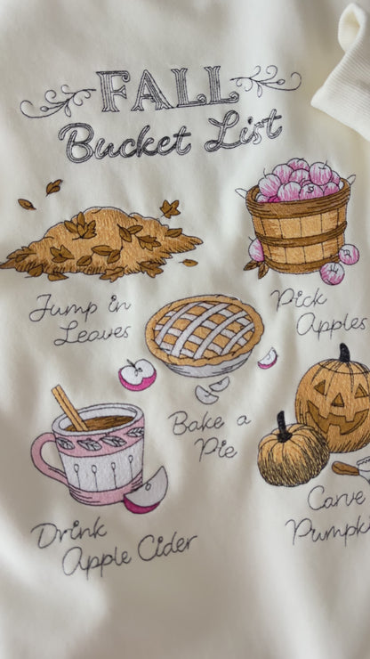 Ivory Autumn Fall Bucket List Embroidered Sweatshirt