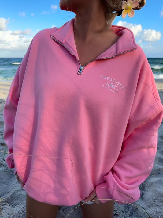 Rose Pink Quarter-Zip Sweatshirt
