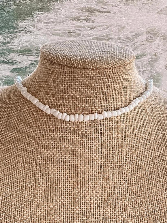 White Essential Seed Bead Choker Necklace
