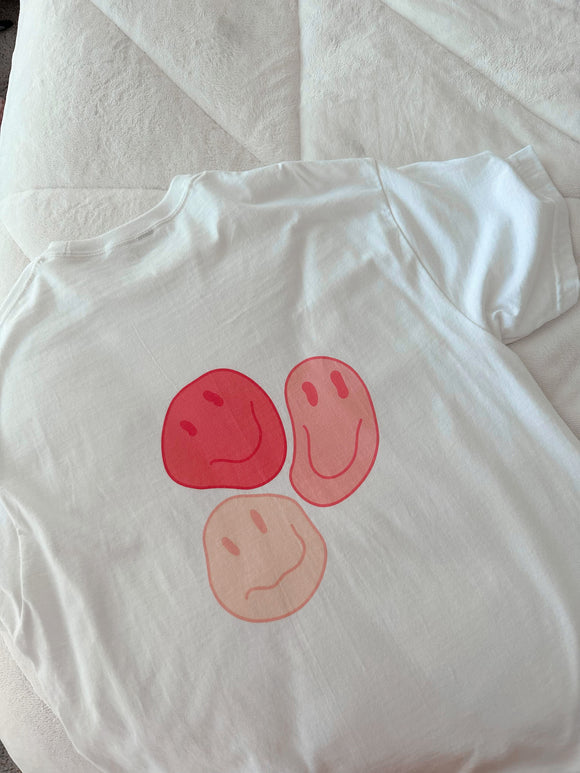 Groovy Pink Smiley Faces Tee