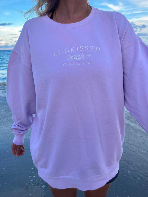 Lavender Embroider Sunkissedcoconut Sweatshirt
