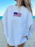 AMERICAN FLAG EMBROIDER SWEATSHIRT