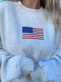 AMERICAN FLAG EMBROIDER SWEATSHIRT