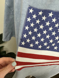 AMERICAN FLAG EMBROIDER FABRIC TEE