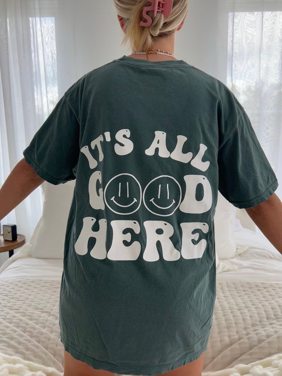 It's All Good Here Smiley Face Tee