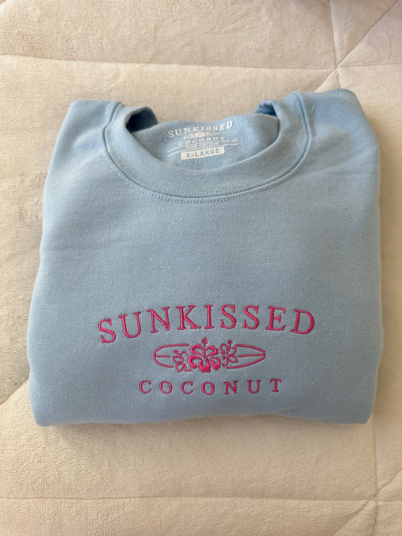Blue Embroider Sunkissedcoconut Sweatshirt